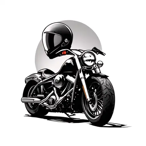 Chica Background Motorcycle With A Helmet In Front