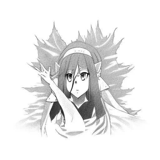 Anime Character Casting A Spell In A Mystical Forest