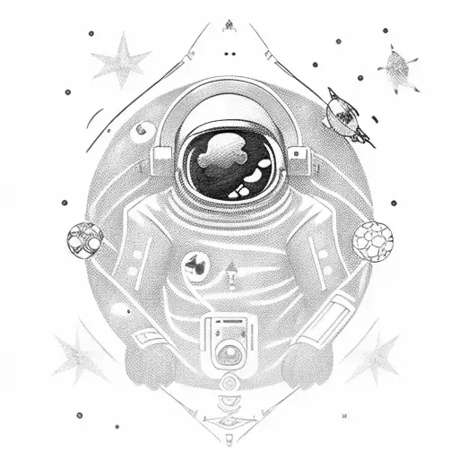 An Astronaut Surrounded By Celestial Symbols Representing Different Sports