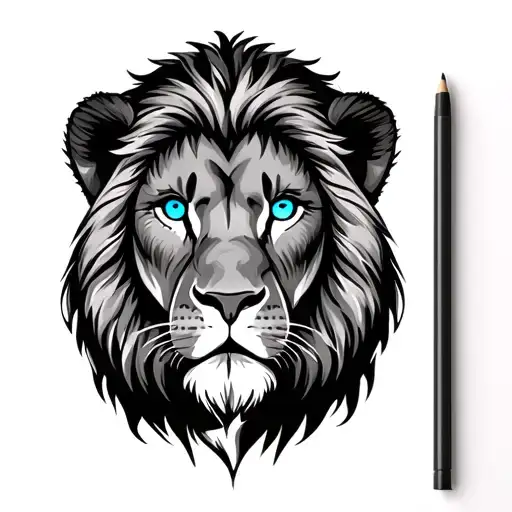 Adult Male Lion With Blue Eyes Looking