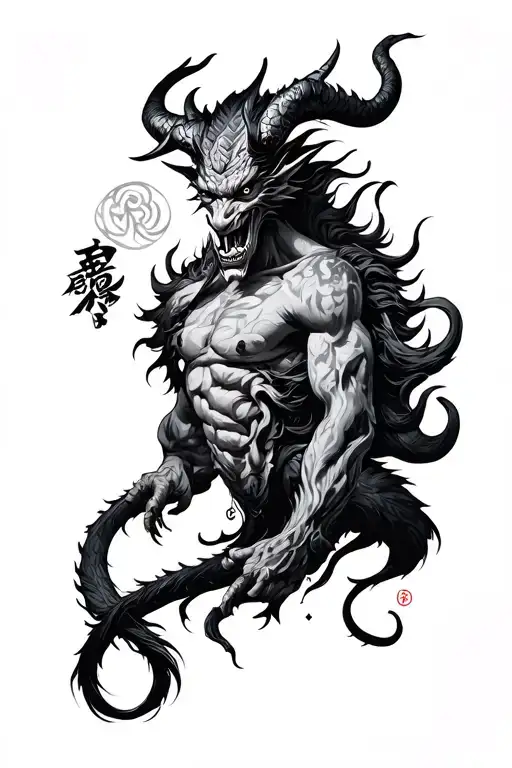 Demon Japonese Tattoo Spreading