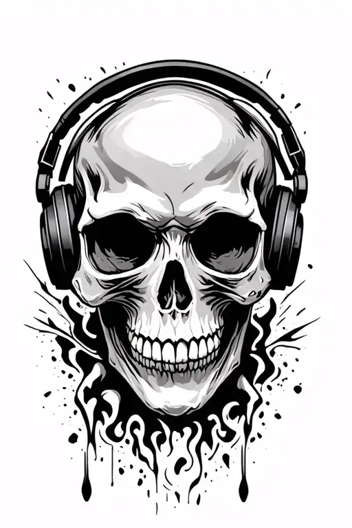 Skull Wearing Headphones
