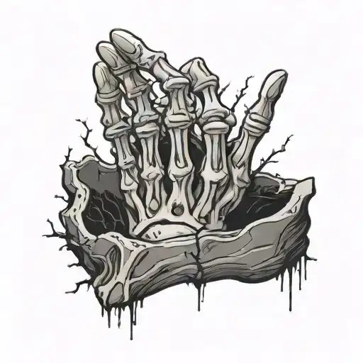 Skeleton Hand Reaching Out Of Grave