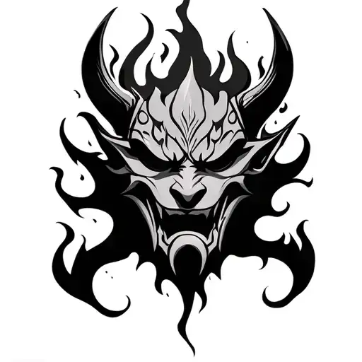 Oni Mask Touch In Fire