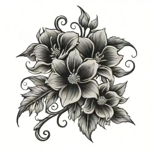 A Thin And Long Vine Of 4 Flowers Are Growing