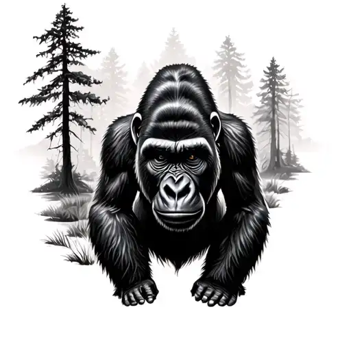 Gorilla Alone Forest Landscape