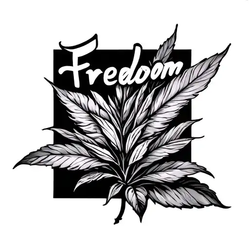 The Word Freedom With A Brench Of A Plant Underneath It