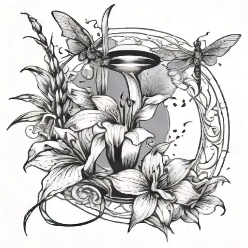 Gladiolus Hourglass Snow Drop Flower Dragonfly