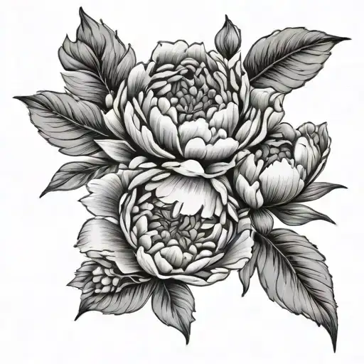 Peonies Flower Tattoo With Wife