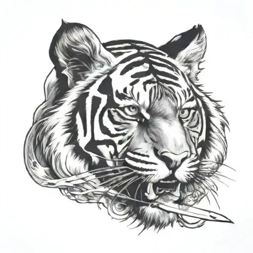 Tiger With Knife