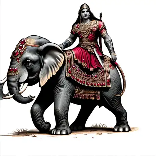 Warrior On An Elephant Wearing Rubies