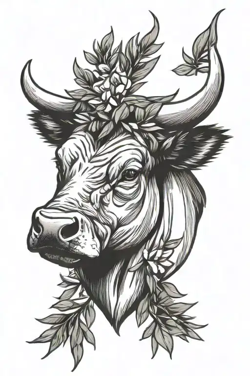 Bull Head Outline With Rosemary