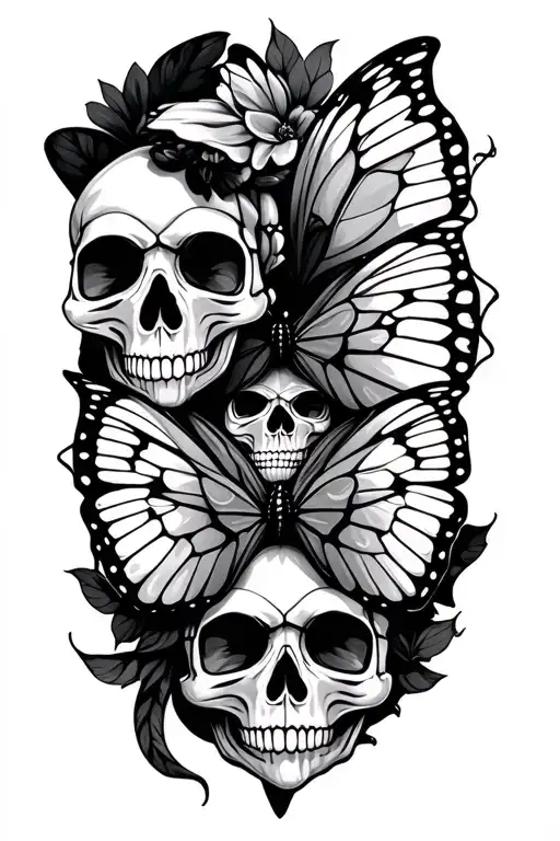 Butterfly Whit Skulls Representing Dark Periods