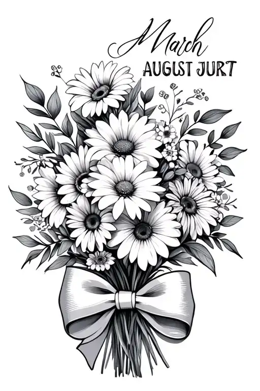 March August And July Birth Flower Bouquet With A Bow