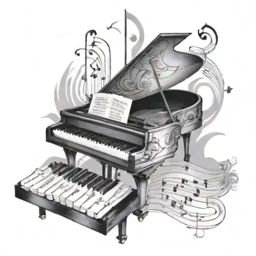 Piano Keyboard With Music Sheet Forming The Shape