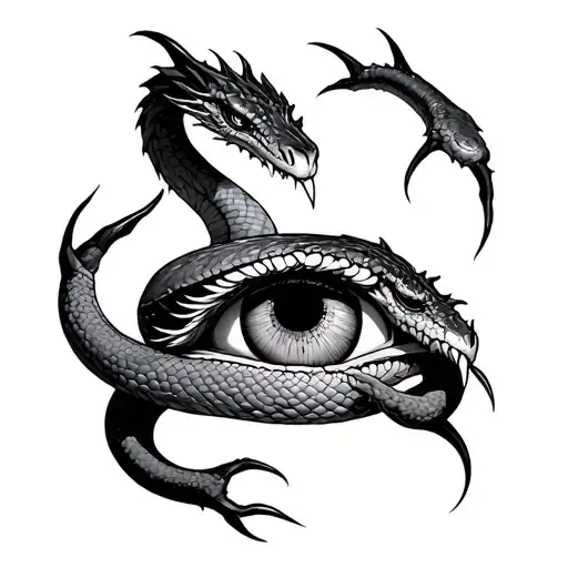 Gothic Dragon Claws Holding A Snake Eye