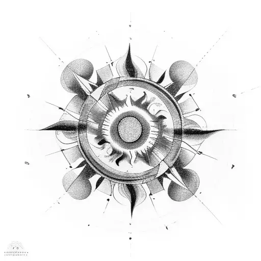 Six Concentric Circles With Sun