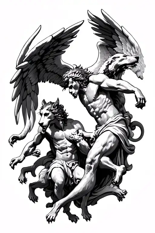 Icarus And Cerberus Greek Mythology