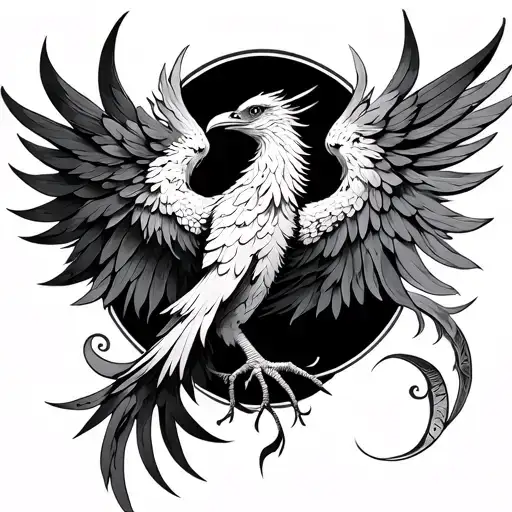 Phoenix Bird With Pisces Symbol For Back