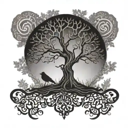 Nordic Tree Of Life Mist Crows