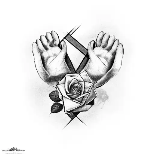 Cat Paws With A Rose And A Cross In The Background