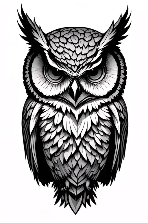 Owl With Skull Instead Of The Body Shaped Like