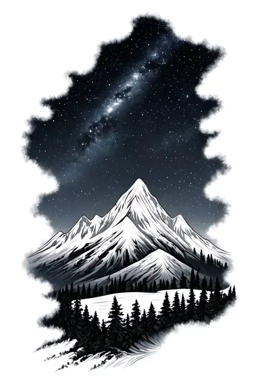 Mountain Night Sky Filled With Stars