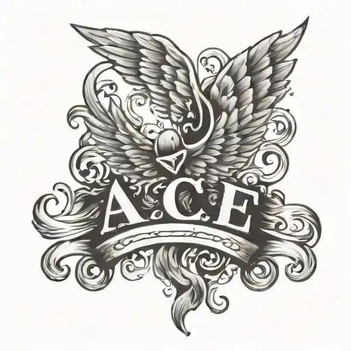 Ace Name With Baby Wings