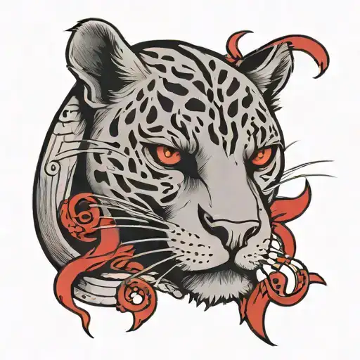 Panther With Red Eyes With Word Sacrifice Written Above Its Head