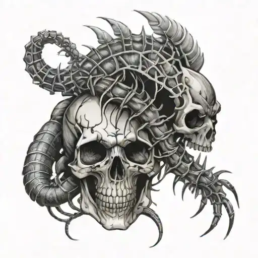 Skull And Centipede