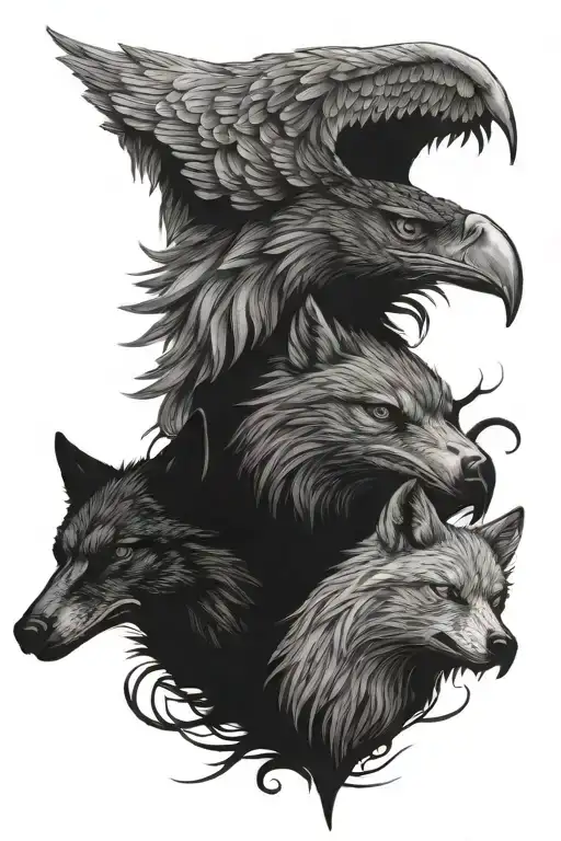 Wolf Eagle Friendship