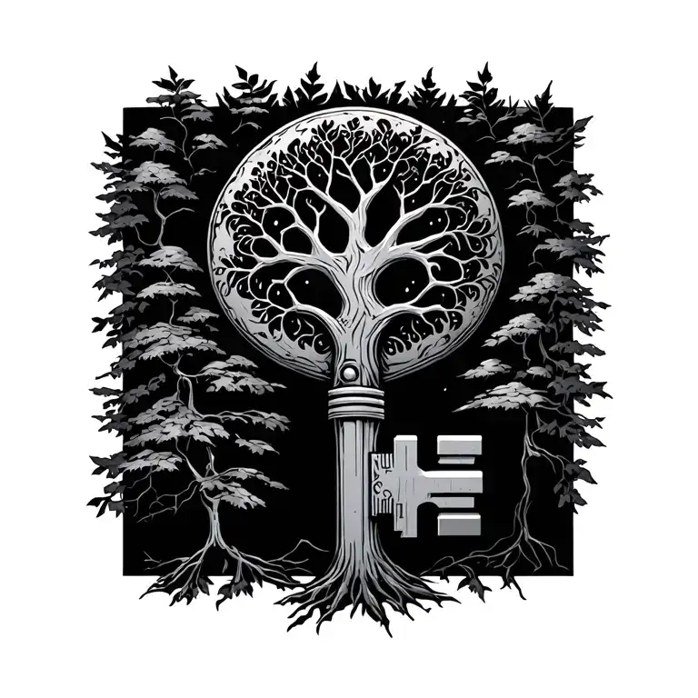 Key Made Of Earth Elements Like Trees