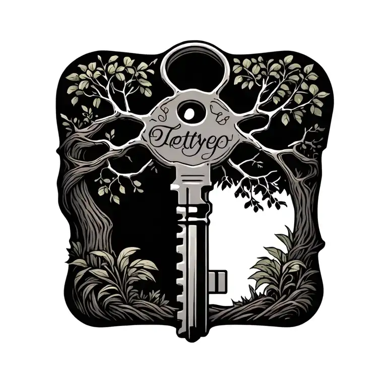 Key Made Of Earth Elements Like Trees