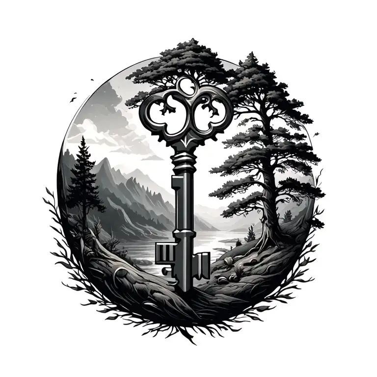 Key Made Of Earth Elements Like Trees