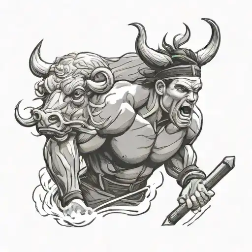 Rafael Nadal Brand Tattoo Raging Bull Symbol At The Back Between Shoulders