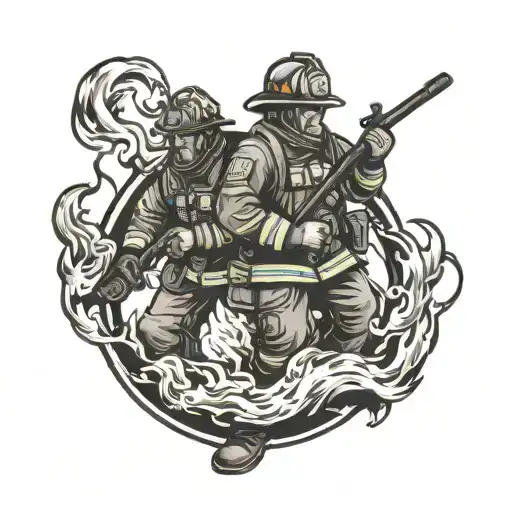Firefighter Battling Flames