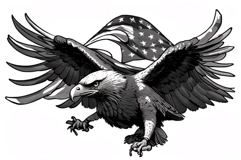 Eagle Carrying American Flag In Talons