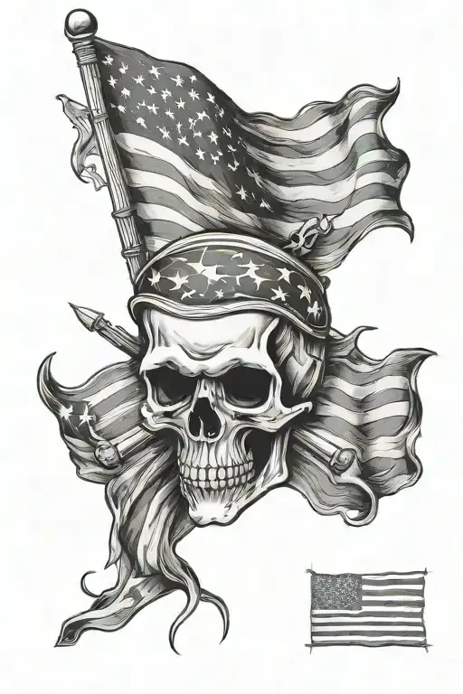 Skull With American Flag