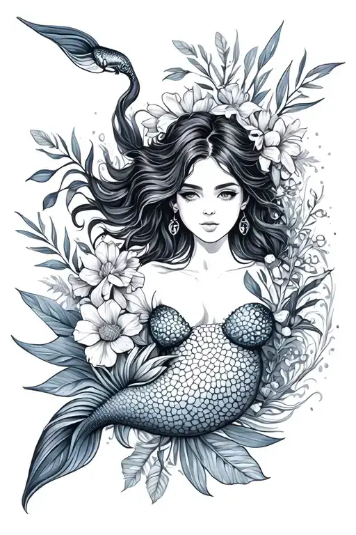 Ocean Sea Creatures Floral Tropical Feminine Island Mermaids