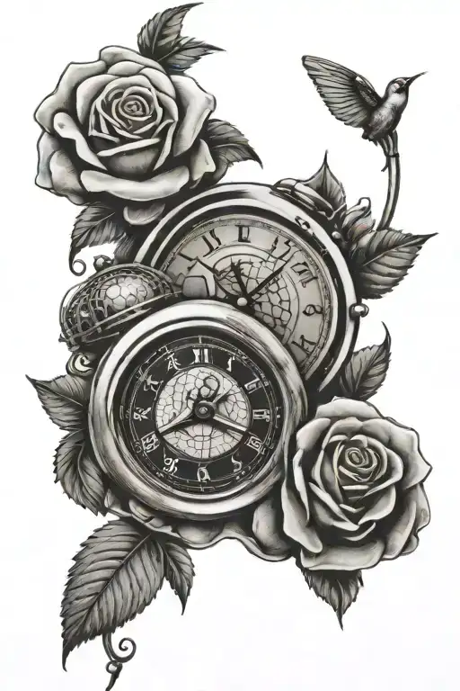 2 Clocks With A Roses And Golf Balls Intertwined Within
