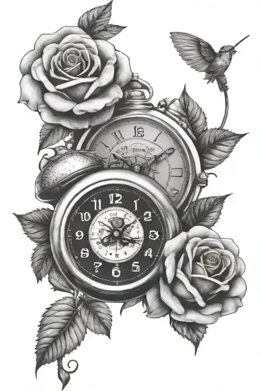 2 Clocks With A Roses And Golf Balls Intertwined Within