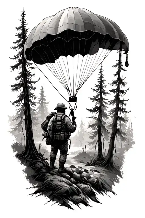 Parachute Soldier Forest Landscape