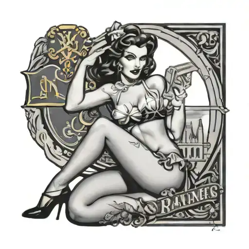 A Seductive Pin-up Girl With A Notre Dame Fighting Irish Logo
