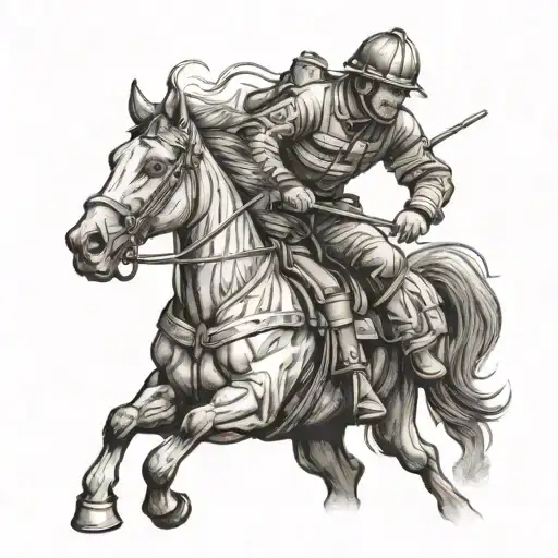Fireman With Face Riding Horse