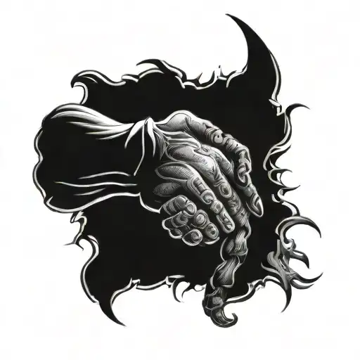 Saint And Demon Shake Hands Reaching