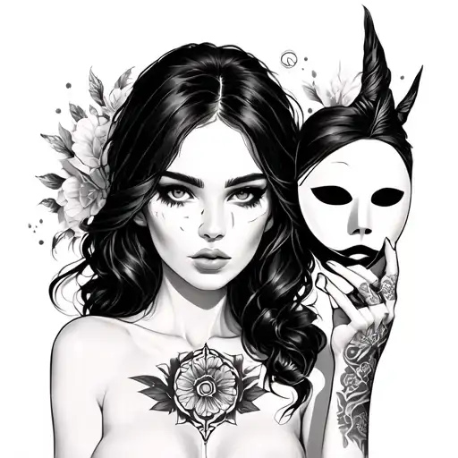 Gemini Sister Holding A Mask Holding