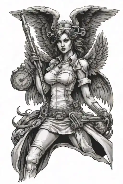 Nurse-inpired Dark Angel Holding A Huge Syringe For Weapon