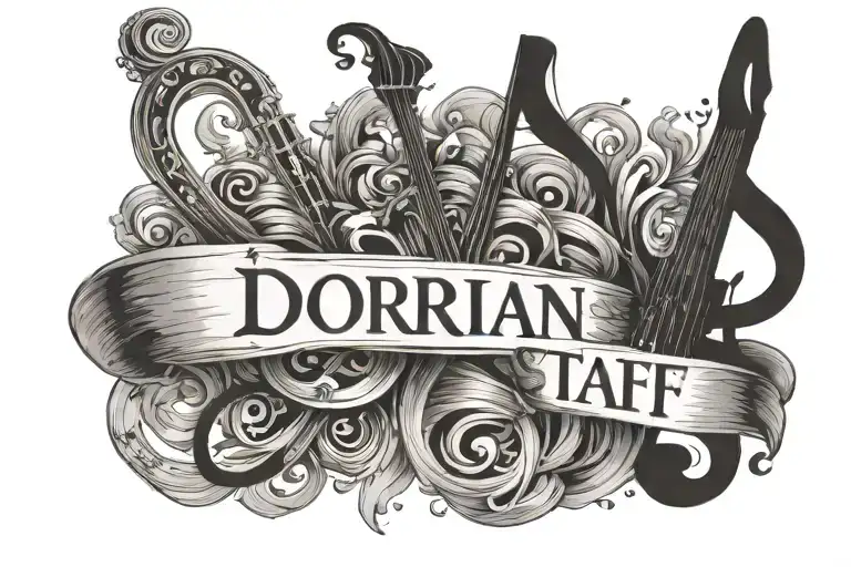 Music Staff With Repeat Signs And The Name Dorian Inside