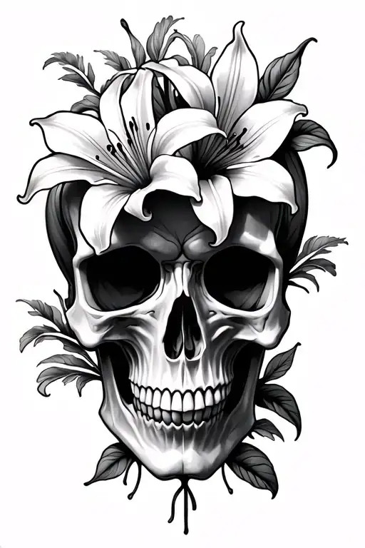 Skull And Lilly Flowers