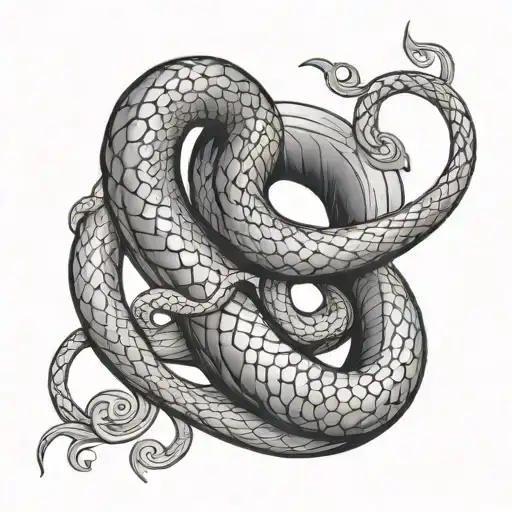 Snake Wrapped Around Crescent Moon